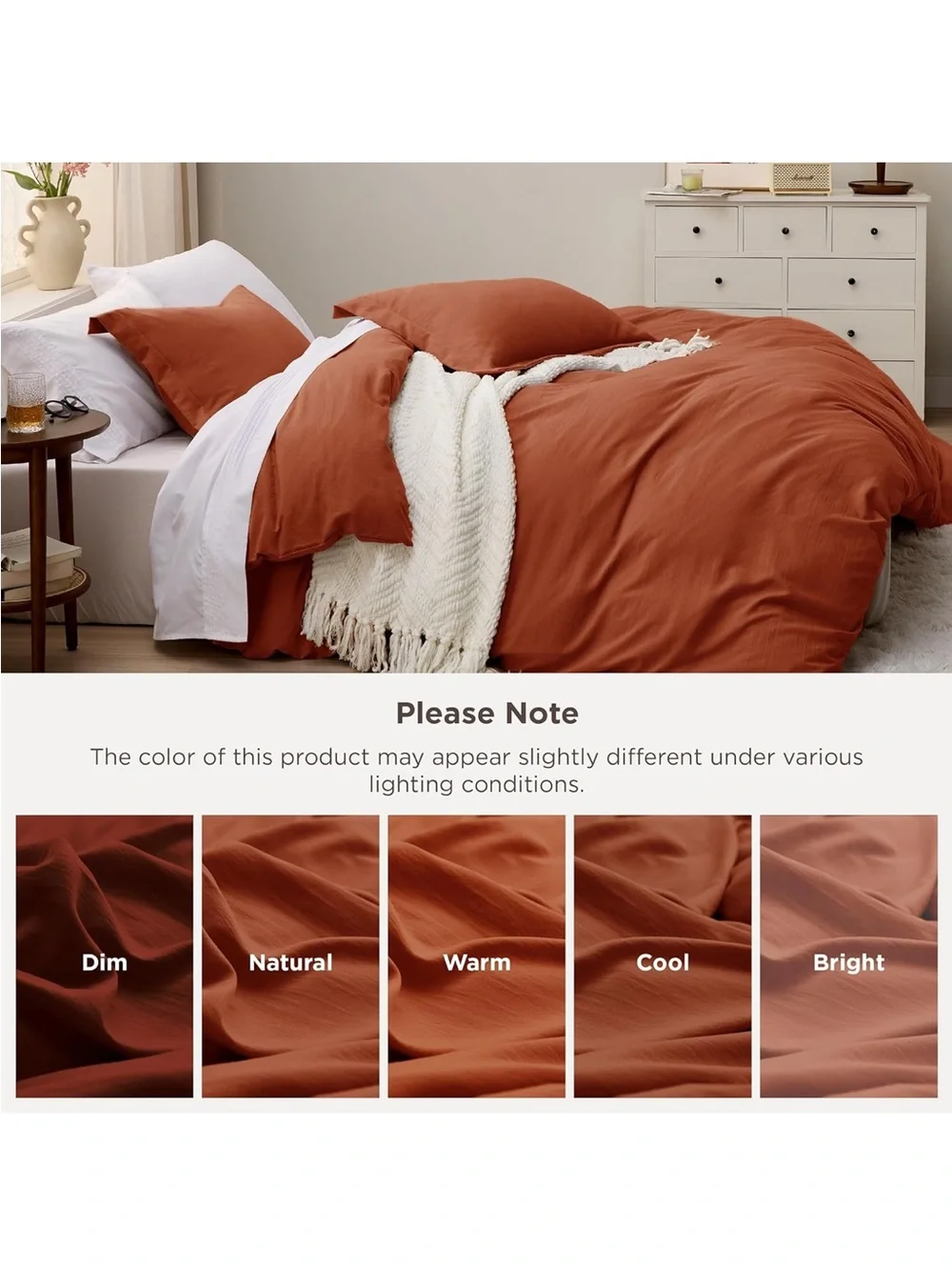 NEW Bedsure Duvet Cover Set - 3 Pieces Prewashed Extra Soft. Terracotta. Full